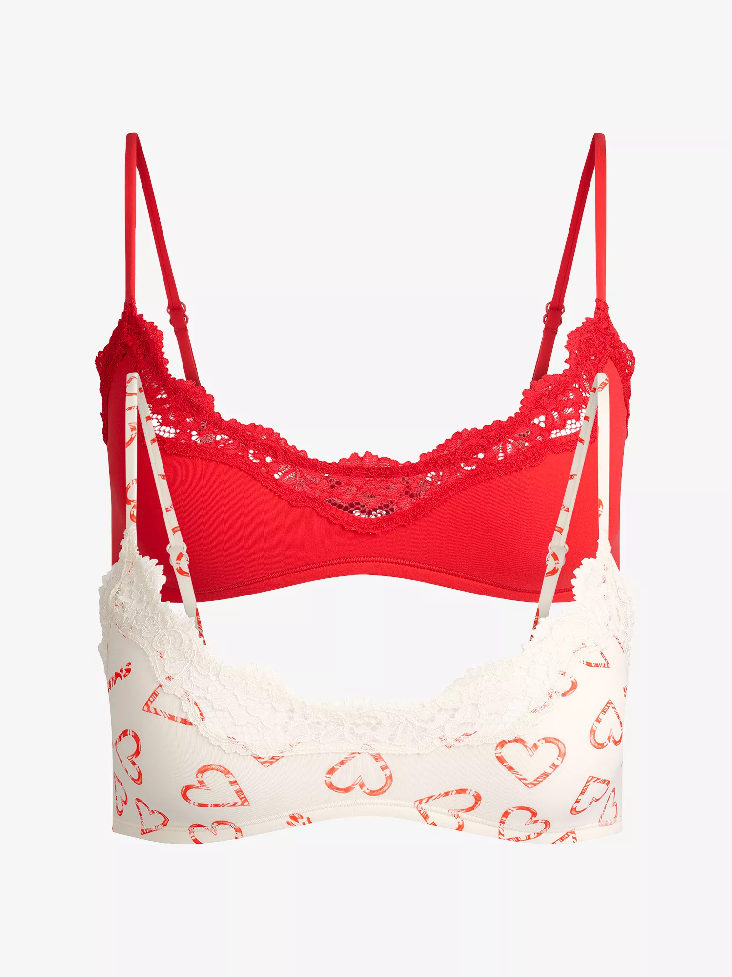 Skims Valentine's Scoop Lace-Trim Jersey Pack Of Two Bralettes