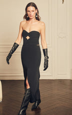 JOHANNA ORTIZ Puntadas Liricas Cutout Crepe Midi Black Dress - House Of Huntington