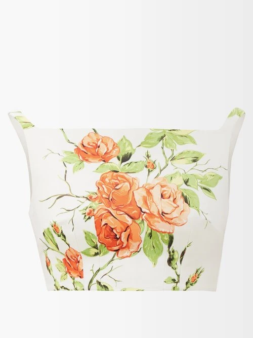 Emilia Wickstead Flore Floral-print Faille Cropped Top - House Of Huntington