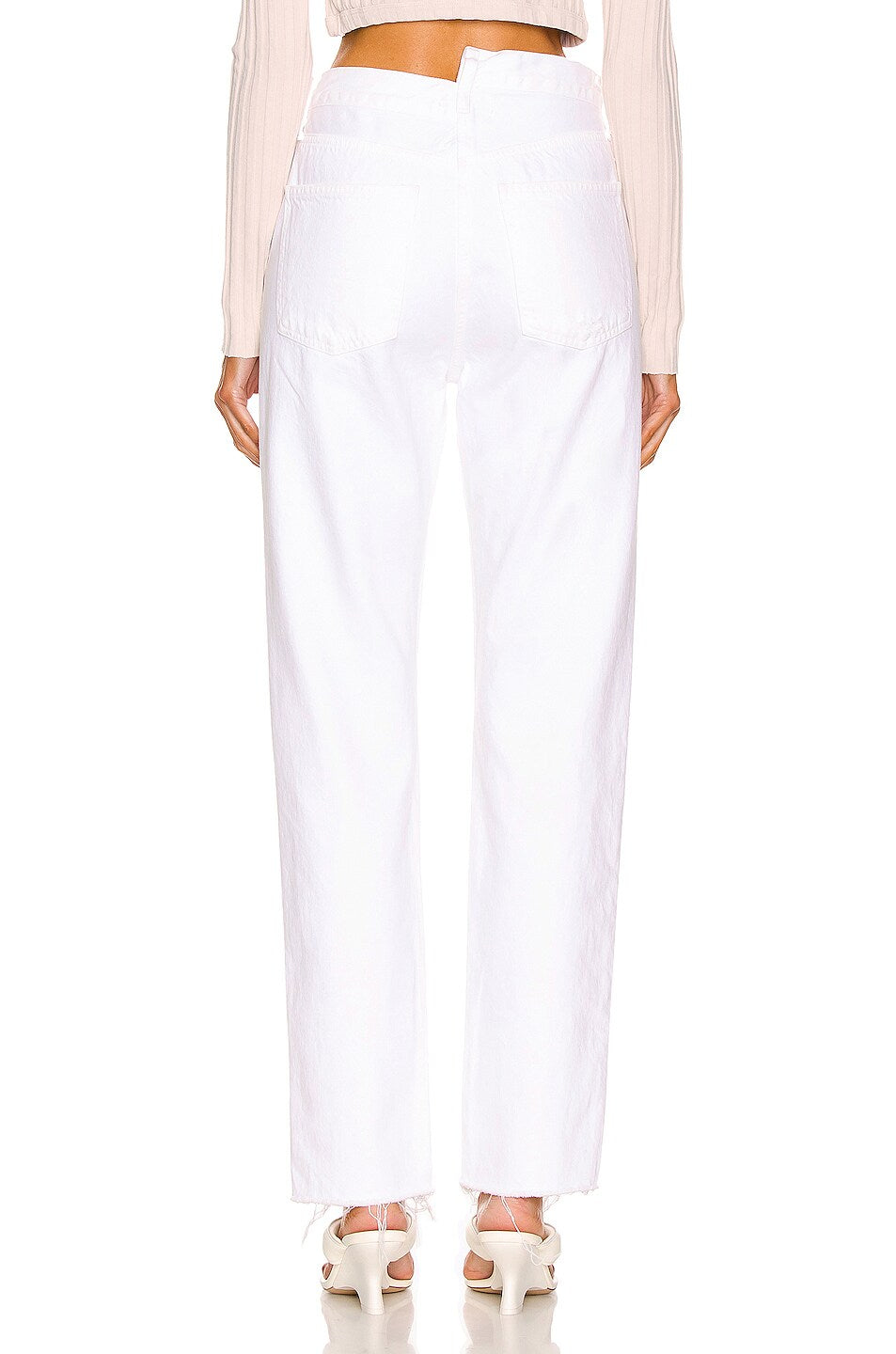 Agolde White Criss Cross Front Straight Leg Jeans