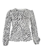 Rixo London Elyse Animal Print Long Sleeve Blouse