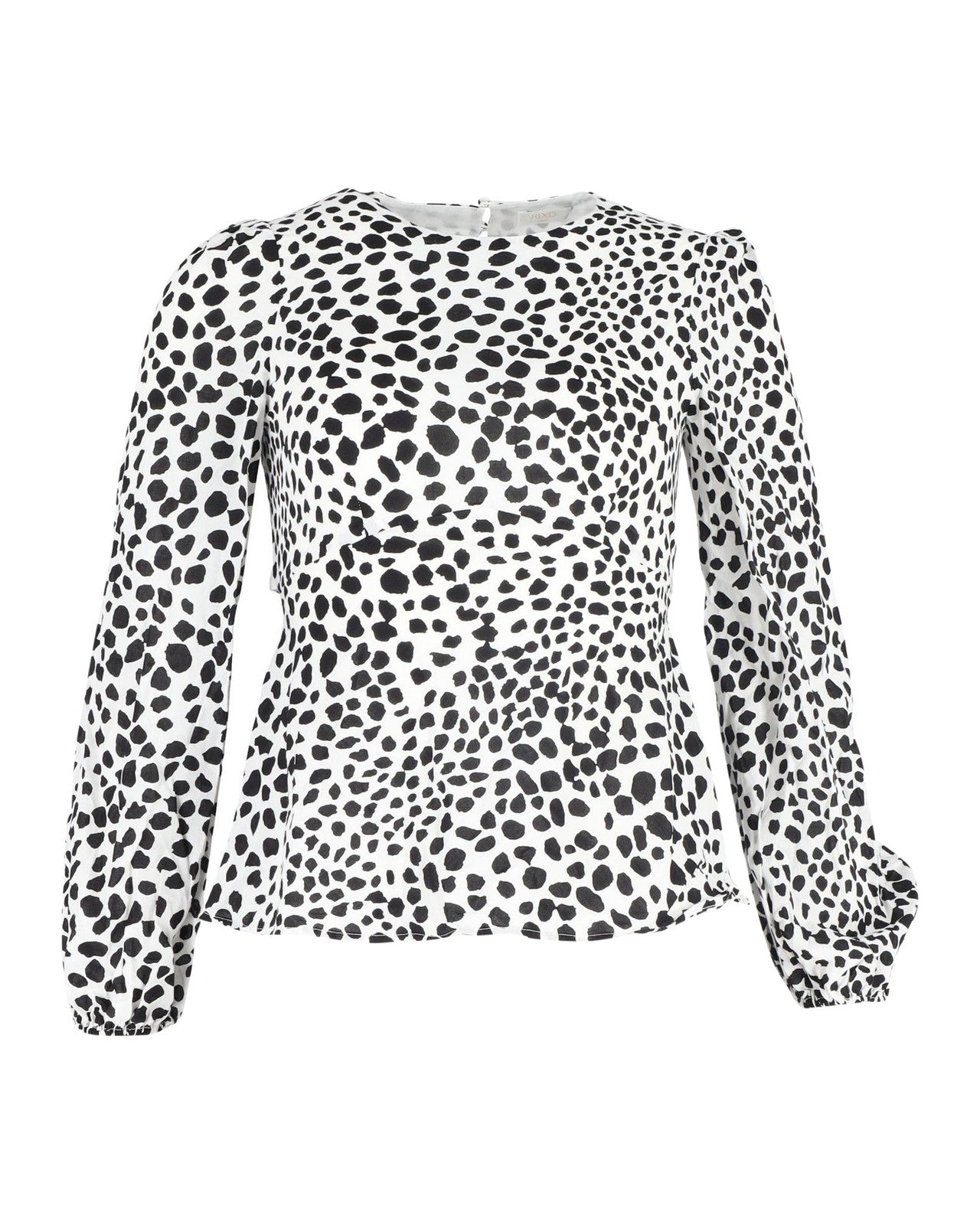 Rixo London Elyse Animal Print Long Sleeve Blouse