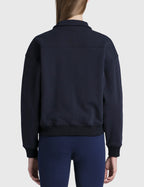 Sporty & Rich Navy Logo Front Quarter Zip Sweatshirt