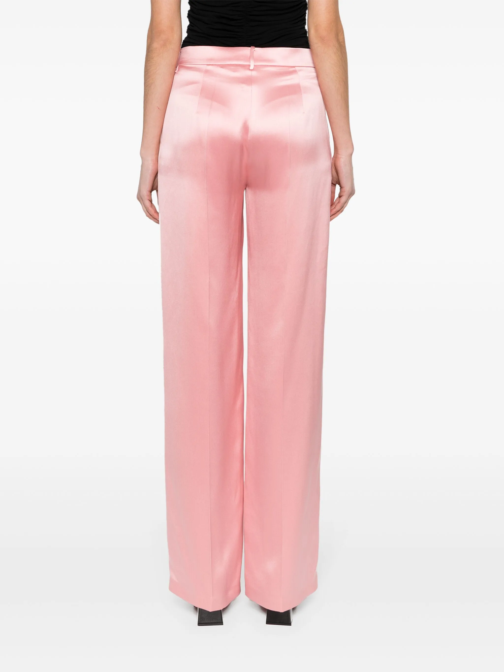 Magda Butrym Pink Silk Satin Tailored Trousers