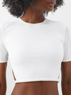 CHRISTOPHER ESBER White Seed Bead Embroidered Backless Tie-Up Bikini Top - House Of Huntington