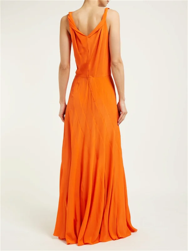 RAEY Multi Seam Twist Strap Silk Orange Dress - House Of Huntington