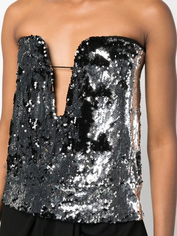 Isabel Marant Mandy Sequinned Embellished Plunge Bustier Top