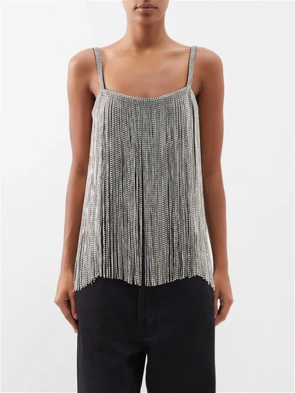 RAEY Crystal Fringe Strappy Cami Top - House Of Huntington