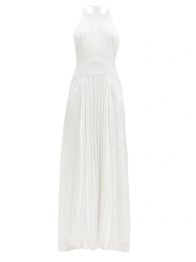 GALVAN London Bridal White Provence Pleat Crepe High Halterneck Wedding Gown - House Of Huntington