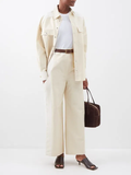 Khaite Cream Leon Cotton Straight Leg Trousers