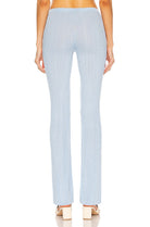 AYA MUSE Blue Ribbed Malachite Flared Pants Trousers - House Of Huntington