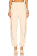 Les Tien Cream Velour Cotton Blend Track Bottoms Sweatpants