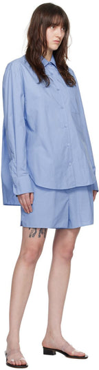 The Frankie Shop Blue Lui Logo Embroidered Front Cotton Boxer Shorts