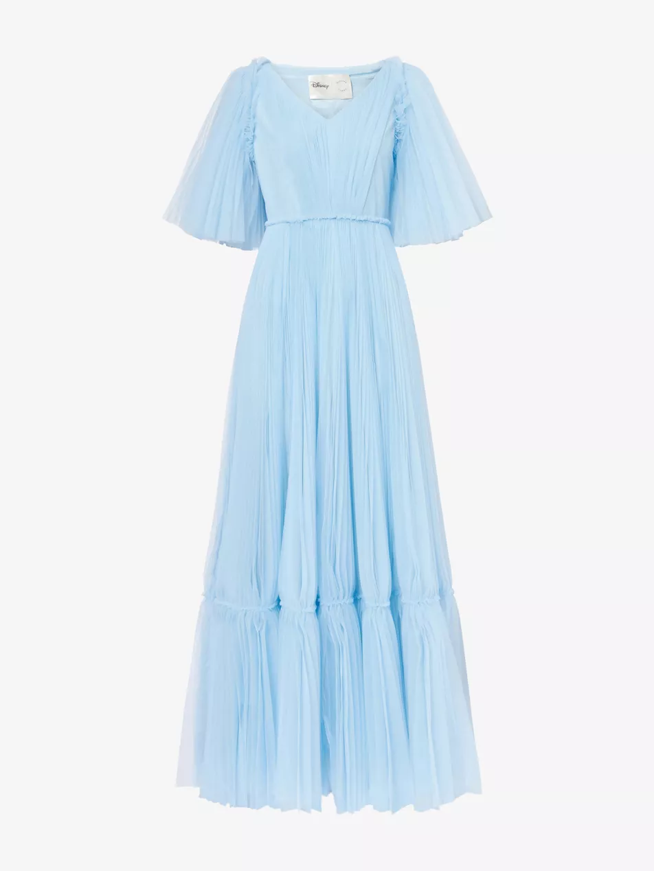 Huishan Zhang x Disney Josephine Plissé Woven Maxi Dress
