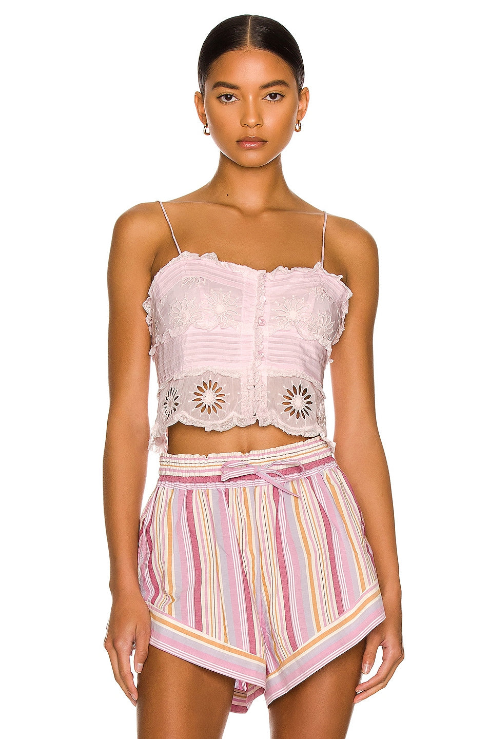 Isabel Marant Pink Delphine Floral Broderie Anglaise Lace Top