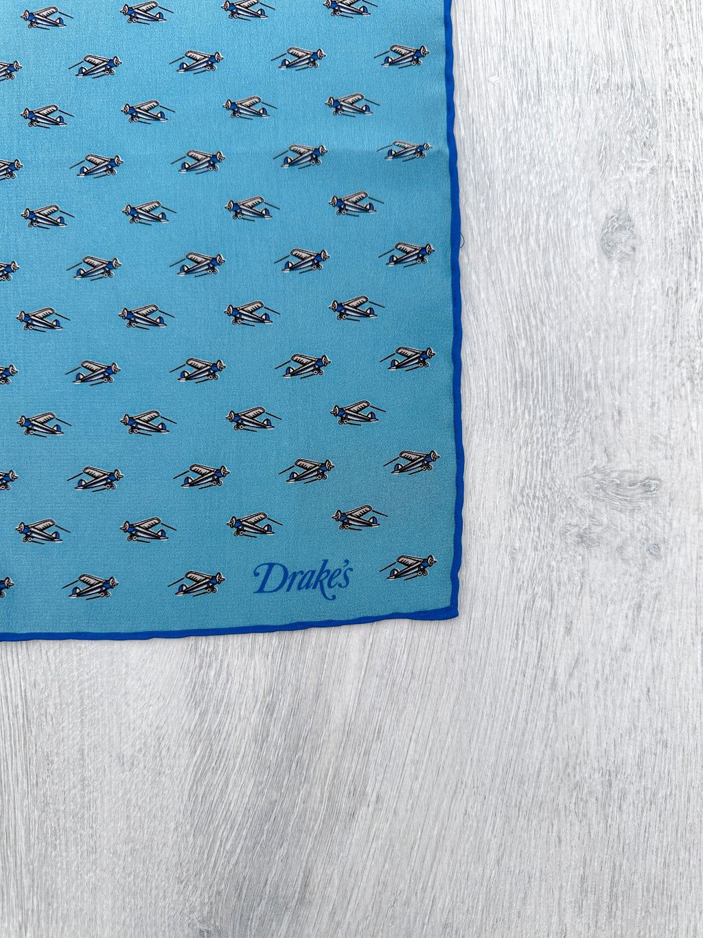 Drake's Light Blue Airplane Pocket Square - House Of Huntington