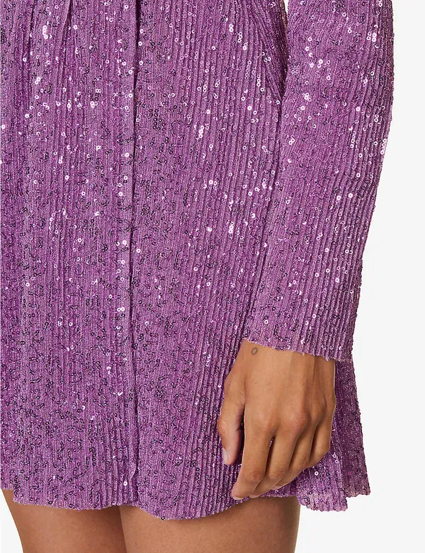Stine Goya Noelia Sequin Embellished Orchid Purple Mini Dress