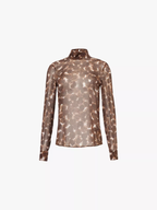 Dries Van Noten Conis Brown Abstract Print Silk Shirt