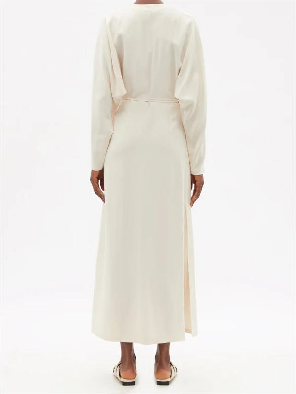 RAEY Cream Dolman-Sleeve Side-Split Wrap Dress - House Of Huntington