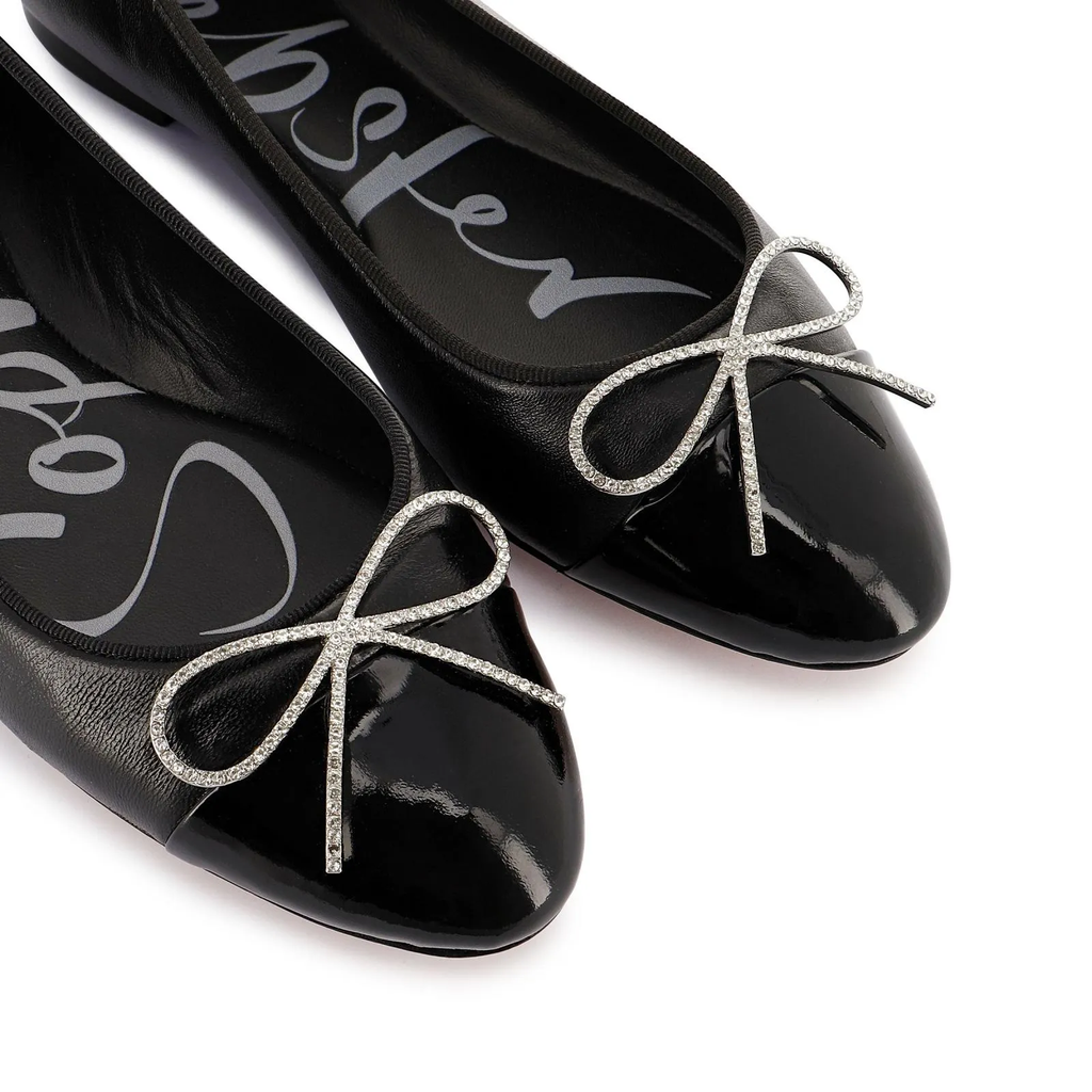 Sophia Webster Black Pirouette Bow Embellished Pump Flats