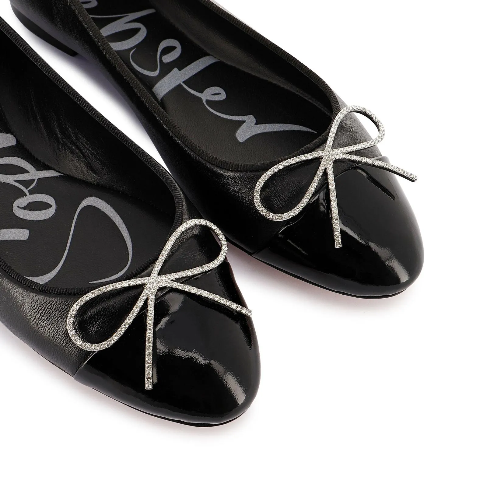 Sophia Webster Black Pirouette Bow Embellished Pump Flats