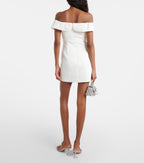 Self-Potrait White Bow Detail Off-Shoulder Crêpe Mini Dress