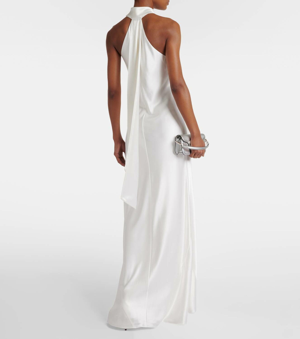 galvan pandora halterneck satin maxi dress Pandora halterneck satin maxi dress in brown - Galvan