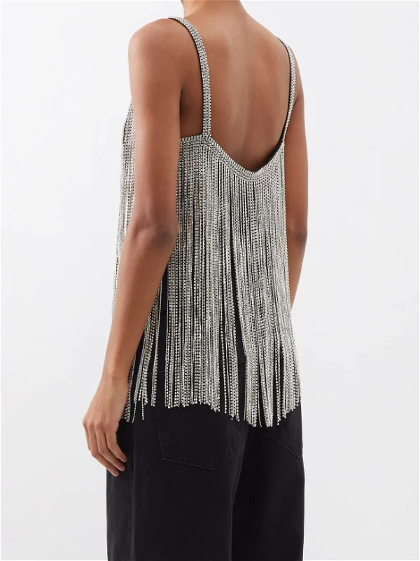 RAEY Crystal Fringe Strappy Cami Top - House Of Huntington