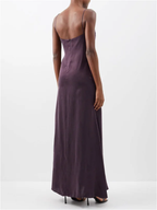 RAEY Straight-Neck Burgundy Maxi Slip Dress - House Of Huntington