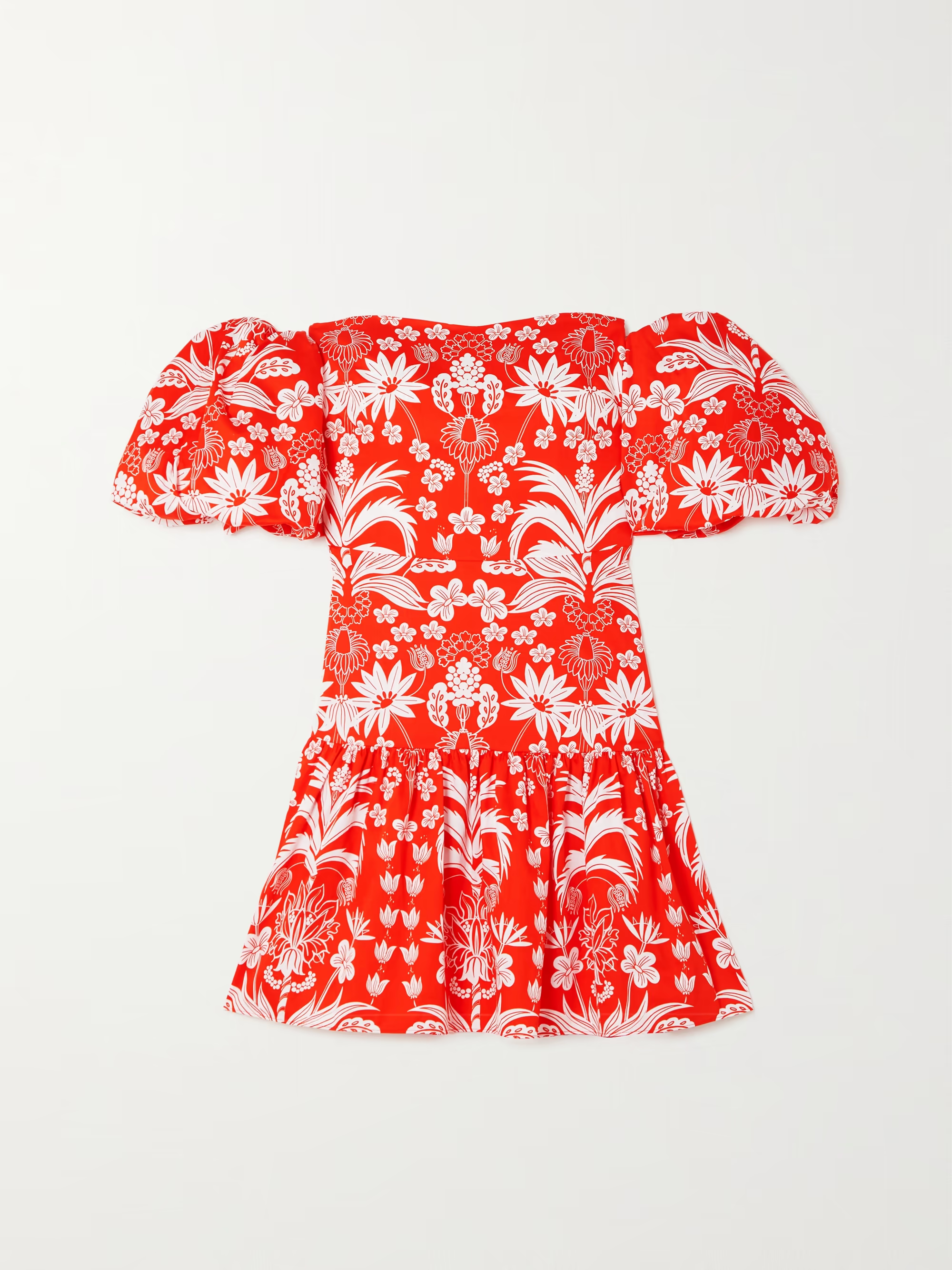 Borgo De Nor Ziggy Red Floral Off Shoulder Hemera Mini Dress