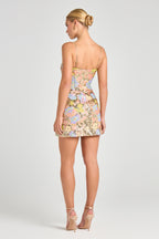 Nadine Merabi Leila Full Sequinned Embroidered Strapless Mini Dress