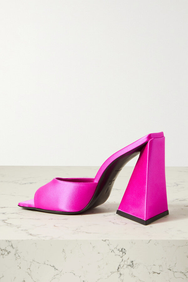 The Attico Devon Pink Satin High Heel Mules
