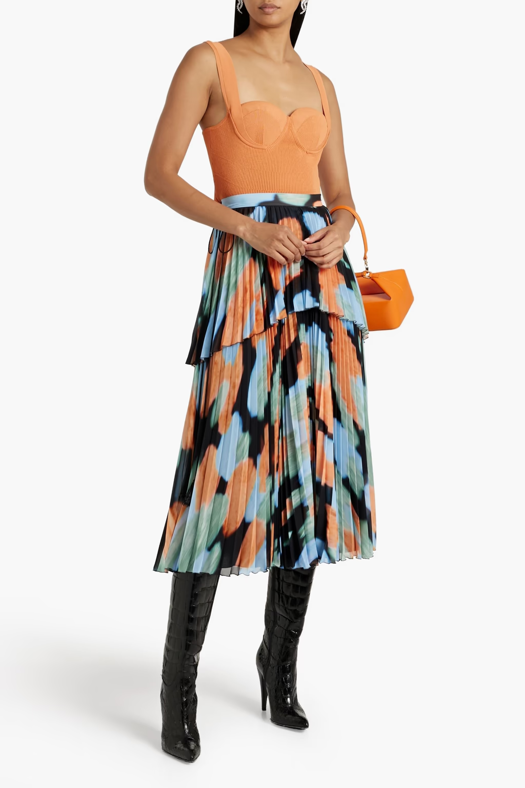 Altuzarra Sunset Orange Cropped Sweetheart Neck Top