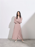 RAEY Dusty Pink Dolman Sleeve Side Split Wrap Dress - House Of Huntington