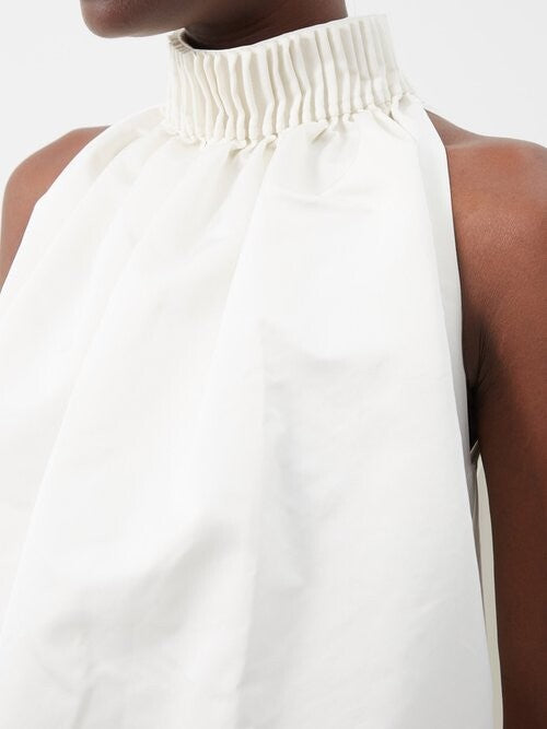 Robe de mariée Anaisa en taffetas ivoire à col montant Roksanda