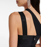 David Koma Black One Shoulder Bandage Mini Dress