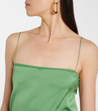 Jacquemus The Elica Green Satin Cut-Out Back Mini Dress