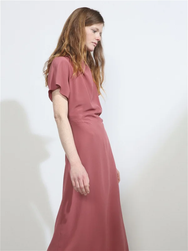 RAEY Tuck Waist Silk Pink Dress - House Of Huntington