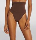 Skims Everyday Sculpt High Waisted Thong in Cocoa Brown