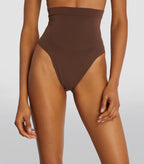 Skims Everyday Sculpt High Waisted Thong in Cocoa Brown