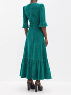 The Vampire’s Wife Emerald Green Cord Velvet Falconetti Festival Maxi Dress - House Of Huntington