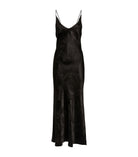 CARINE GILSON Silk Jacquard Print Midi Slip Black Dress - House Of Huntington