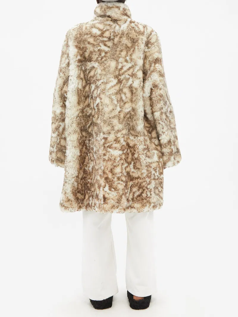 Raey Wildcat Print Shearling Lambskin Car Coat