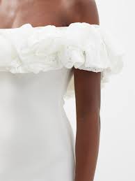 Alexandra Vauthier White Voluminous Ruffle Trim Off Shoulder Mini Dress - House Of Huntington