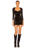 Isabel Marant Goji Black Velvet Sweetheart Neck Mini LBD Dress