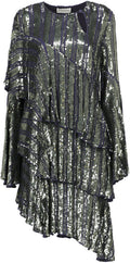 Osman London Green Sequinned Layered Dress
