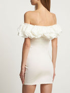 Alexandra Vauthier White Voluminous Ruffle Trim Off Shoulder Mini Dress - House Of Huntington