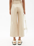 Joseph Nappa Leather Chai Taja High Waist Belted Wide Leg Crop Trousers - House Of Huntington