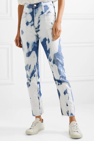 E.L.V. Denim Bleached Effect Straight Leg Jeans