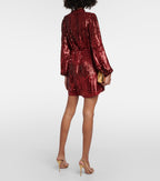 Rixo Red Sequinned Samantha Mini Dress
